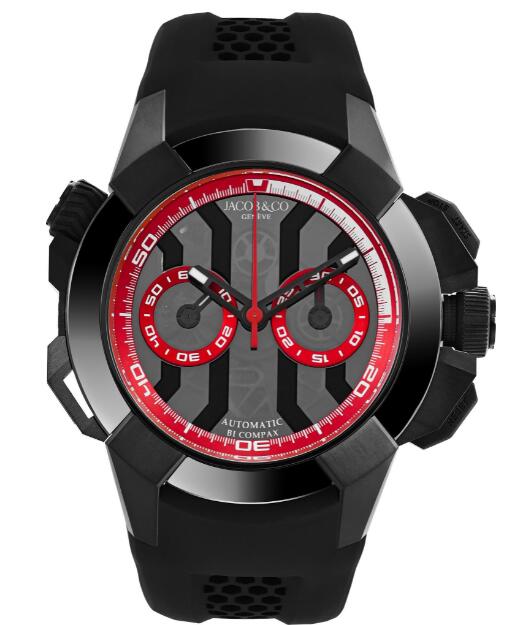 Review Jacob & Co Epic X Chrono Black Titanium (Black Dial, Red Inner Rings) EC311.21.SB.BR.ABRUA Replica watch